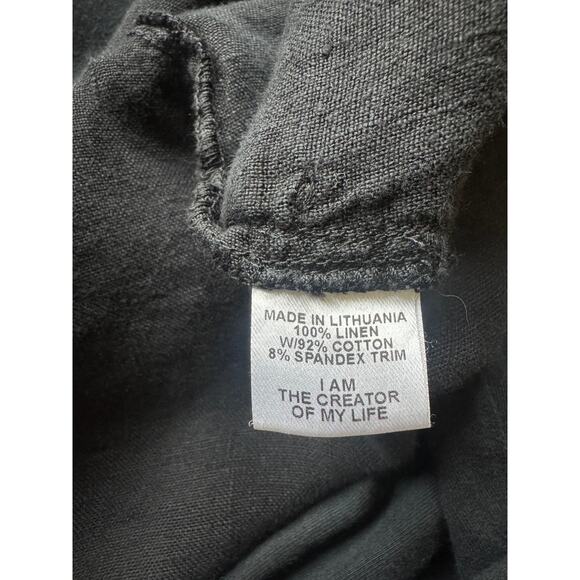 Flax | Black Linen-Cotton Open Front Cardigan Jacket | Size Large - Picture 6 of 7